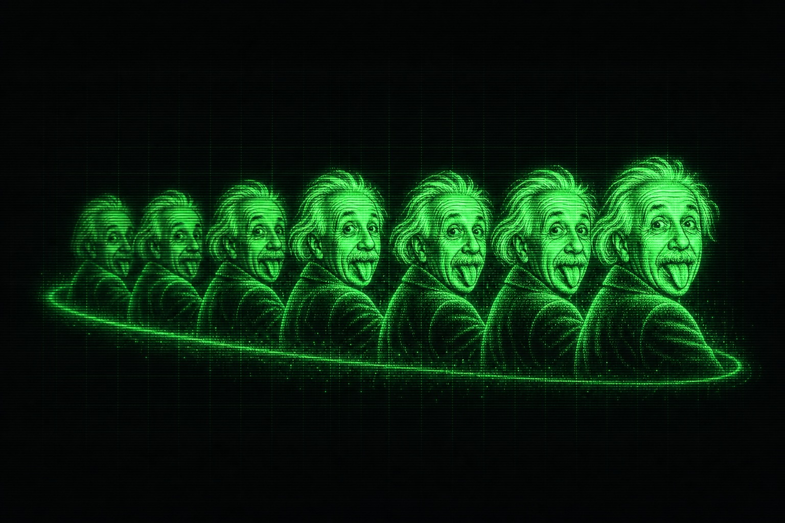 A repeating strip of Quantum Albert frames, arcade attract screen